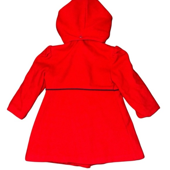 📌Red Wool Girls Hooded Coat Size 6 Classic Winter Dress Coat USA Made - Picture 3 of 7